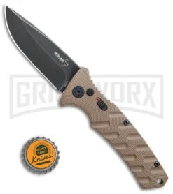 Boker Plus Strike Coyote Brown Automatic Knife - D2 Drop Point Black SW -Kershaw Store Boker Plus Strike drop point coyote brown black sw BHQ 67882 er bottlecap jr large