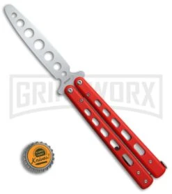 Boker Plus 01BO712 Red G-10 Balisong Trainer Butterfly Trainer - Satin -Kershaw Store Boker Plus balisong trainer red G10 satin BHQ 76461 er bottlecap large