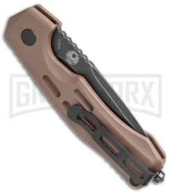 Boker Thunder Storm Automatic Knife Coyote - Blackwash Plain -Kershaw Store Boker Thunder Storm Auto Coyote Blak SW BHQ 110586 jr bottlecap large