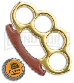 Brass And Leather Four-Finger Knuckle Buckle -Kershaw Store Brass and Leather Four Finger Knuckle Buckle GX 14601 jr bottlecap large