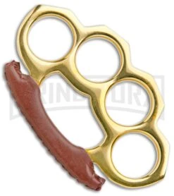 Brass And Leather Four-Finger Knuckle Buckle