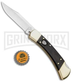 Buck Knives Buck 110 Automatic Ebony Lockback Knife - Satin Plain -Kershaw Store Buck 110 Auto LB Ebony Dymondwood Satin 0110BRSA BHQ 51274 jr bottlecap large