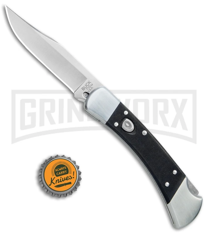 Buck Knives Buck 110 Elite Automatic Black G-10 Lockback Knife - Satin Plain 6 Buck Knives Buck 110 Elite Automatic Black G-10 Lockback Knife - Satin Plain - Image 4