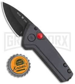 Buck Knives Buck Deploy Gray Mini Automatic Knife - Black Plain -Kershaw Store Buck Deploy Mini Auto Sniper Gray Black 0838GYS1 BHQ 146021 jr bottlecap large