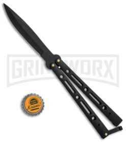 Andux Aerial Black Balisong Butterfly Knife - Black Plain 11 Andux Aerial Black Balisong Butterfly Knife - Black Plain -Kershaw Store Butterfly Black Tactical B7 BK BHQ 81119 jr bottlecap large