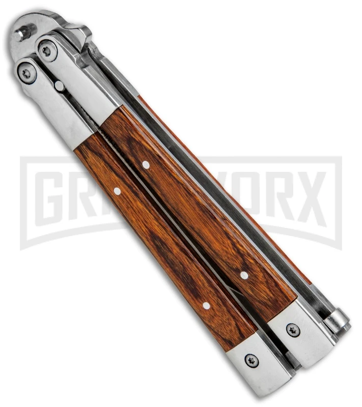 Noble Flipper Wood Balisong Butterfly Knife - Satin Plain 4 Noble Flipper Wood Balisong Butterfly Knife - Satin Plain - Image 2