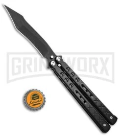 Chalkhill Balisong Butterfly Knife - Black Tanto Dotted -Kershaw Store Chalkhill Balisong Black Butterfly Knife Black Plain GX 37647 td size large