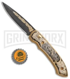 Custom Russian Gold Fish Automatic Knife - Damascus Plain 13 Custom Russian Gold Fish Automatic Knife - Damascus Plain -Kershaw Store Custom Russian Gold Fish Automatic Damascus RV HC5 FISH DAM GX 31051 jr bottlecap large