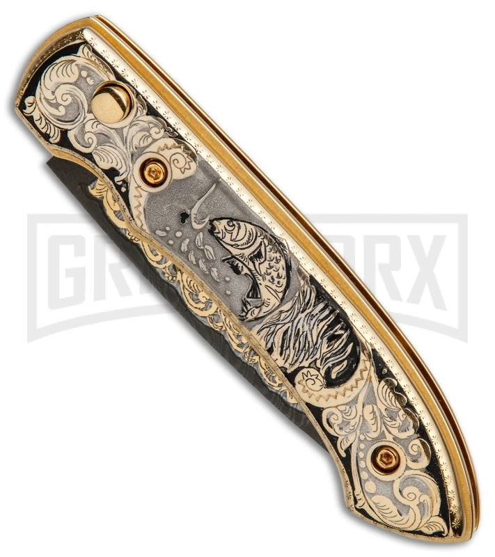 Custom Russian Gold Fish Automatic Knife - Damascus Plain 4 Custom Russian Gold Fish Automatic Knife - Damascus Plain - Image 2
