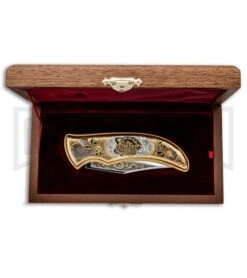 Custom Russian Gold Leopard Automatic Knife - Polish Plain -Kershaw Store Custom Russian Gold Leopard Auto Polish RV HC3 LEOPARD GX 31048 jr box large