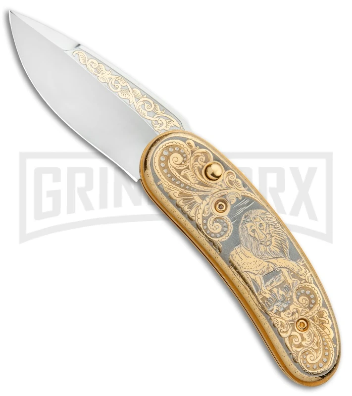 Custom Russian Gold Lion Automatic Knife - Polish Plain 3 Custom Russian Gold Lion Automatic Knife - Polish Plain