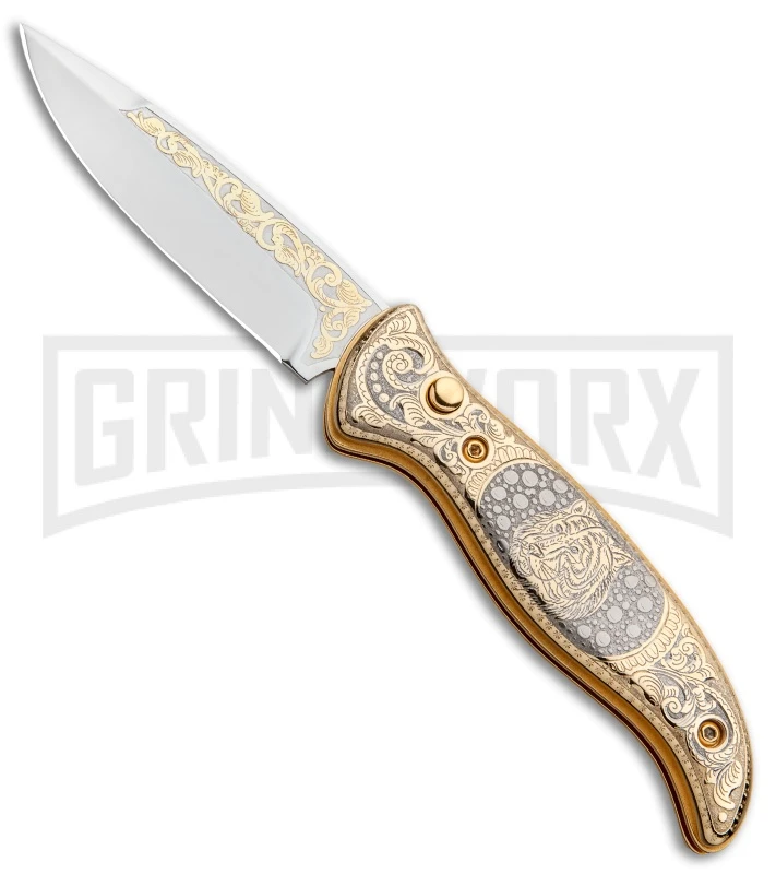 Custom Russian Gold Tiger Automatic Knife - Polish Plain 3 Custom Russian Gold Tiger Automatic Knife - Polish Plain