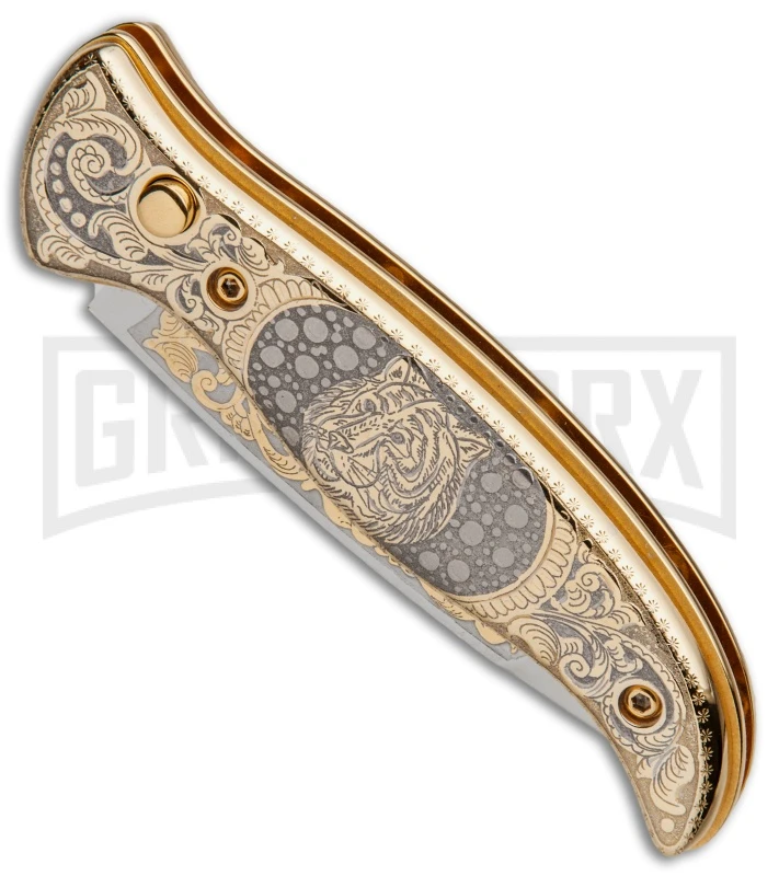 Custom Russian Gold Tiger Automatic Knife - Polish Plain 4 Custom Russian Gold Tiger Automatic Knife - Polish Plain - Image 2