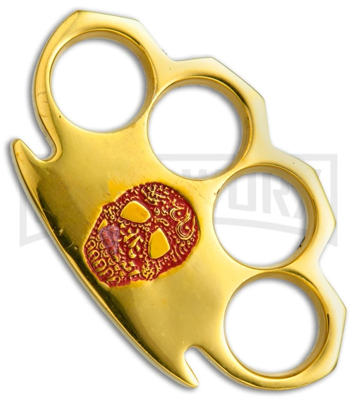 PANTHER Day Of The Dead Paper Weight Brass Knuckles - Red 3 PANTHER Day Of The Dead Paper Weight Brass Knuckles - Red