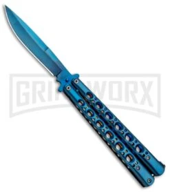 Chalkhill Balisong Blue Butterfly Knife - Blue Plain