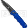 Delta Force Blue Auto Knife - Black Serrated -Kershaw Store Delta Force Auto Blue Aluminum Black Serr GX 38231 jr large