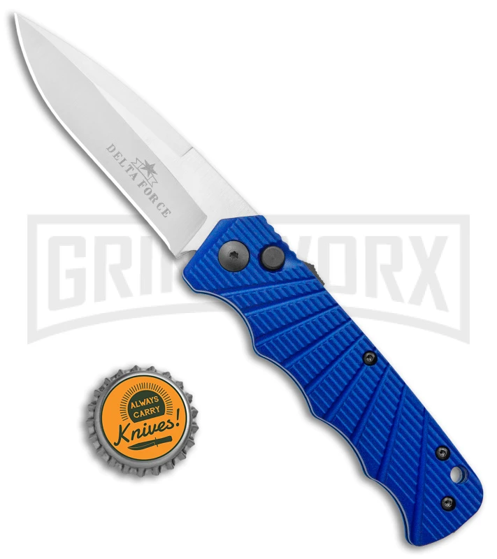 Delta Force Automatic Knife Blue Aluminum - Satin Plain 6 Delta Force Automatic Knife Blue Aluminum - Satin Plain - Image 4