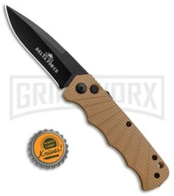 Delta Force Automatic Knife Tan Aluminum - Black Plain -Kershaw Store Delta Force Auto Tan Aluminum Black GX 34163 jr bottlecap large