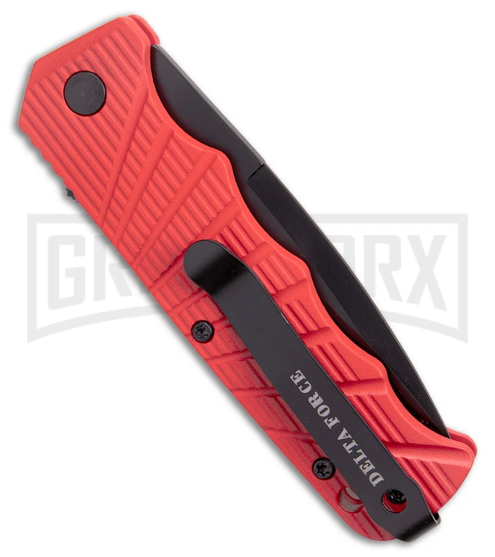 Delta Force Automatic Knife Red Aluminum - Black Plain 5 Delta Force Automatic Knife Red Aluminum - Black Plain - Image 3