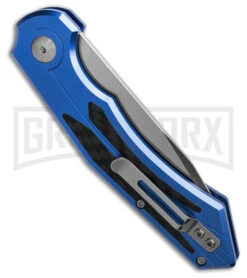 Diablo Automatic Knife Blue Aluminum - Satin Plain -Kershaw Store Diablo Automatic Knife Blue Aluminum 3in Satin BHQ 183580 td side large
