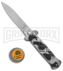 Frank B. Italian Stealth Urban Camo Automatic Knife - Flat Grind Bead Blast -Kershaw Store Frank Beltrame B Stealth Urban Camo plain BP 10759 er bottlecap large