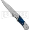 Super Knife Croc Automatic Knife Stainless W/ Blue Inlay - Satin Serr -Kershaw Store GA303MBL BP 25774 er large