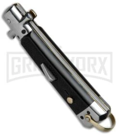 Gimel Bargeon Medium French Stiletto Black Automatic Knife - Polish Plain -Kershaw Store Gimel Bargeon Medium French Stiletto Black BP 19228 jr spine large