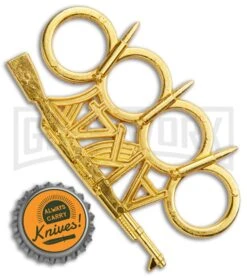 Gold AK47 Four Hole Paper Weight Knuckles -Kershaw Store Gold AK47 Knuckles GX 37444 jr bottlecap large