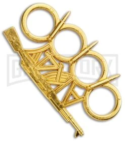 Gold AK47 Four Hole Paper Weight Knuckles