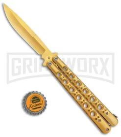 Gold Balisong Butterfly Knife - Gold -Kershaw Store Gold Balisong Butterfly Knife Gold GX 37518 jr bottlecap large