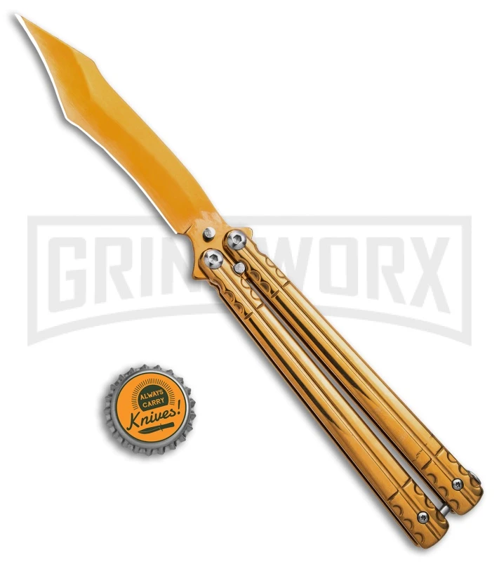 Chalkhill Balisong Butterfly Knife - Gold Tanto 6 Chalkhill Balisong Butterfly Knife - Gold Tanto - Image 4