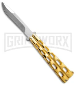 Chalkhill Balisong Gold Butterfly Knife - Satin Plain