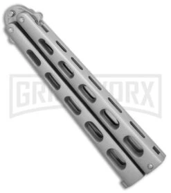 Jaguar Gray Balisong Butterfly Knife - Satin Serr -Kershaw Store Jaguar Gray balisong butterfly satin serr BP 0283 er spine large