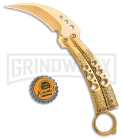 Karambit Tactical Gold Butterfly Knife Limited Edition - Gold -Kershaw Store Karambit Tactical Gold Butterfly Limited Edition Gold GX 39598 jr bottlecap large