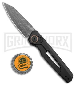 Kershaw Launch 11 Black Aluminum Automatic Knife - Damascus Plain -Kershaw Store Kershaw Auto Launch 11 Black Aluminum Damascus BHQ 175624 jr bottlecap large