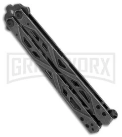 Kershaw Balanza Black Stonewash Steel Butterfly Trainer Knife - Black SW Dull -Kershaw Store Kershaw Balanza Knife Black SW BHQ 178512 jr side large