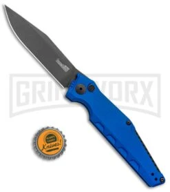 Kershaw Launch 7 Galyean Blue Automatic Knife - Black Plain -Kershaw Store Kershaw Galyean Launch 7 Blue Black 7900BLUBLK BHQ 99039 jr bottlecap large