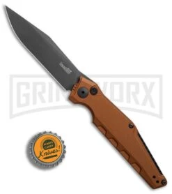 Kershaw Launch 7 Galyean Earth Brown Automatic Knife - Black Plain -Kershaw Store Kershaw Galyean Launch 7 Earth Brown black BHQ 75928 er bottlecap large