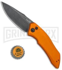Kershaw Launch 1 Orange Aluminum Automatic Knife - Blackwash Plain -Kershaw Store Kershaw Launch 1 Auto Orange Aluminum BlackWash 7100OR BHQ 78323 jr bottlecap large