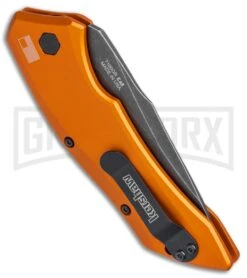 Kershaw Launch 1 Orange Aluminum Automatic Knife - Blackwash Plain -Kershaw Store Kershaw Launch 1 Auto Orange Aluminum BlackWash 7100OR BHQ 78323 jr side large