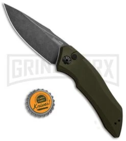 Kershaw Launch 1 Olive Green Aluminum Automatic Knife - Blackwash Plain -Kershaw Store Kershaw Launch 1 Automatic Olive Green Aluminum BlackWash 7100OLBW BHQ 91250 jr bottlecap large