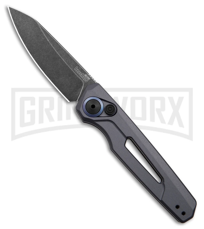 Kershaw Launch 11 Gray Aluminum Automatic Knife - Blackwash Plain 3 Kershaw Launch 11 Gray Aluminum Automatic Knife - Blackwash Plain