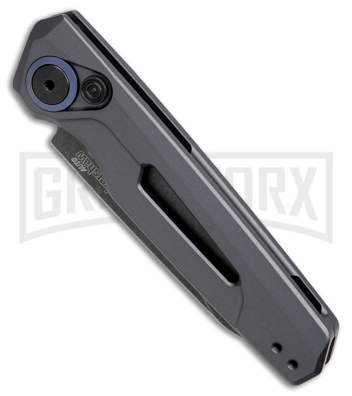 Kershaw Launch 11 Gray Aluminum Automatic Knife - Blackwash Plain 4 Kershaw Launch 11 Gray Aluminum Automatic Knife - Blackwash Plain - Image 2