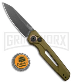 Kershaw Launch 11 OD Green Aluminum Automatic Knife - Blackwash Plain -Kershaw Store Kershaw Launch 11 Auto OD Green Aluminum Blackwash BHQ 178231 jr bottlecap large