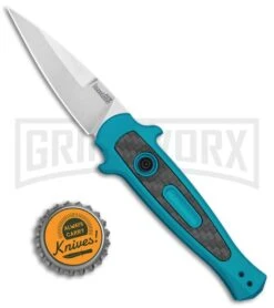 Kershaw Launch 12 Teal Aluminum Mini Stiletto Automatic Knife - Stonewash Plain 9 Kershaw Launch 12 Teal Aluminum Mini Stiletto Automatic Knife - Stonewash Plain -Kershaw Store Kershaw Launch 12 CA Legal Stiletto Auto Teal SW KER7125TEALSW BHQ 115102 jr bottlecap large