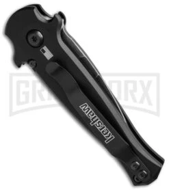 Kershaw Launch 12 CA Legal Black/Carbon Fiber Automatic Knife - Black SW Plain -Kershaw Store Kershaw Launch 12 CA Legal mini Stiletto Automatic Knife Black CF 1in Black SW BHQ 145122 td side large