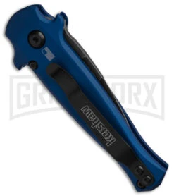 Kershaw Launch 12 CA Legal Blue/CF Mini Stiletto Automatic Knife - Black SW -Kershaw Store Kershaw Launch 12 CA Legal mini Stiletto Automatic Knife Blue CF 1in Black SW BHQ 145126 td side large