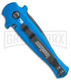 Kershaw Launch 12 CA Legal Blue Mini Stiletto Automatic Knife - Black Plain -Kershaw Store Kershaw Launch 12 Mini Stiletto Automatic Knife Blue 2.5 Black 7130BLUBLK BHQ 117930 LS Side large