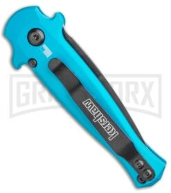 Kershaw Launch 12 Teal Aluminum Mini Stiletto Automatic Knife - Black Plain -Kershaw Store Kershaw Launch 12 Mini Stiletto Automatic Knife Teal 2.5 Black KER7125TEALBLK BHQ 116323 LS Side large
