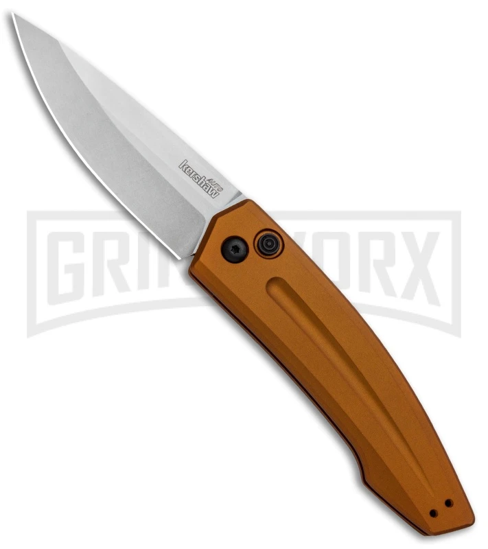 Kershaw Launch 2 Bronze Aluminum Automatic Knife - Stonewash Plain 3 Kershaw Launch 2 Bronze Aluminum Automatic Knife - Stonewash Plain